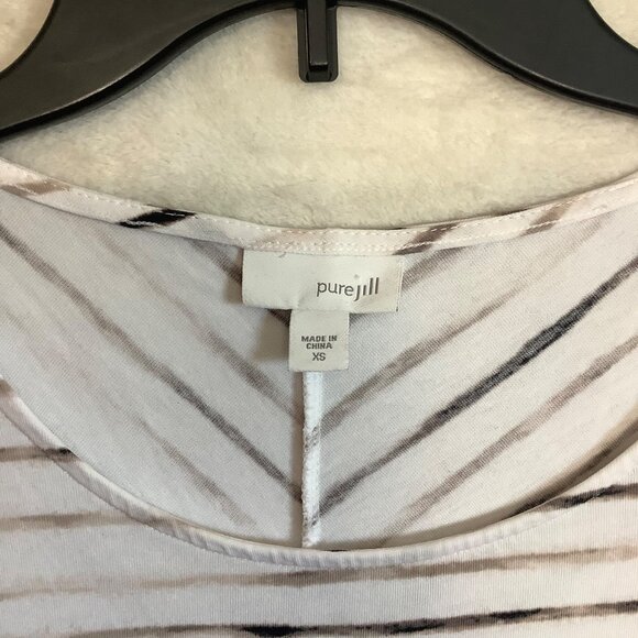 J. Jill Pure Jill Striped Tunic Blouse Women XS 3/4 Sleeve Pocket Cotton Blend - Picture 3 of 8